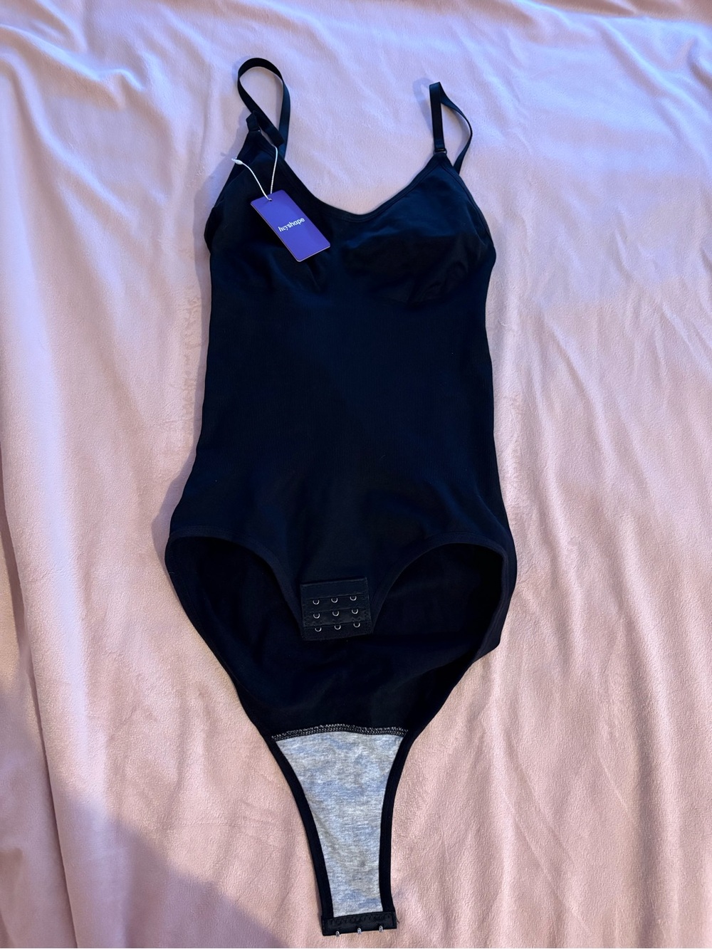 Shapewear Seamless Black Bodysuit with Adjustable Straps NWT